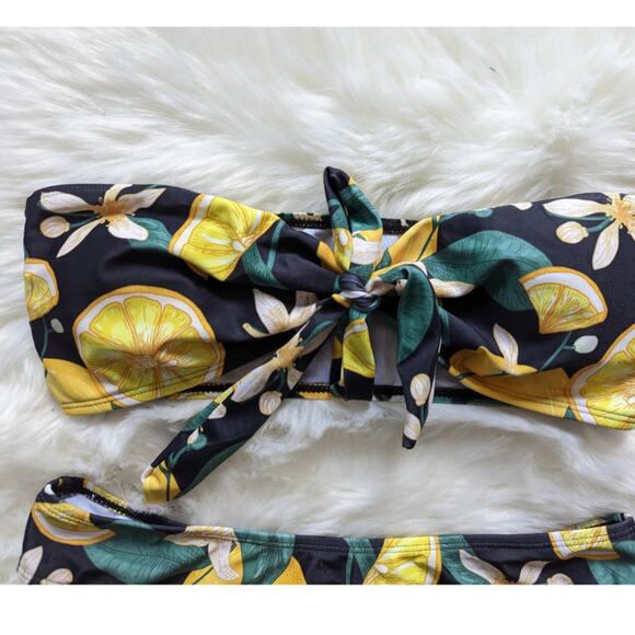 Shein Lemon Print Bandeau Bikini New Small - Picture 4 of 8